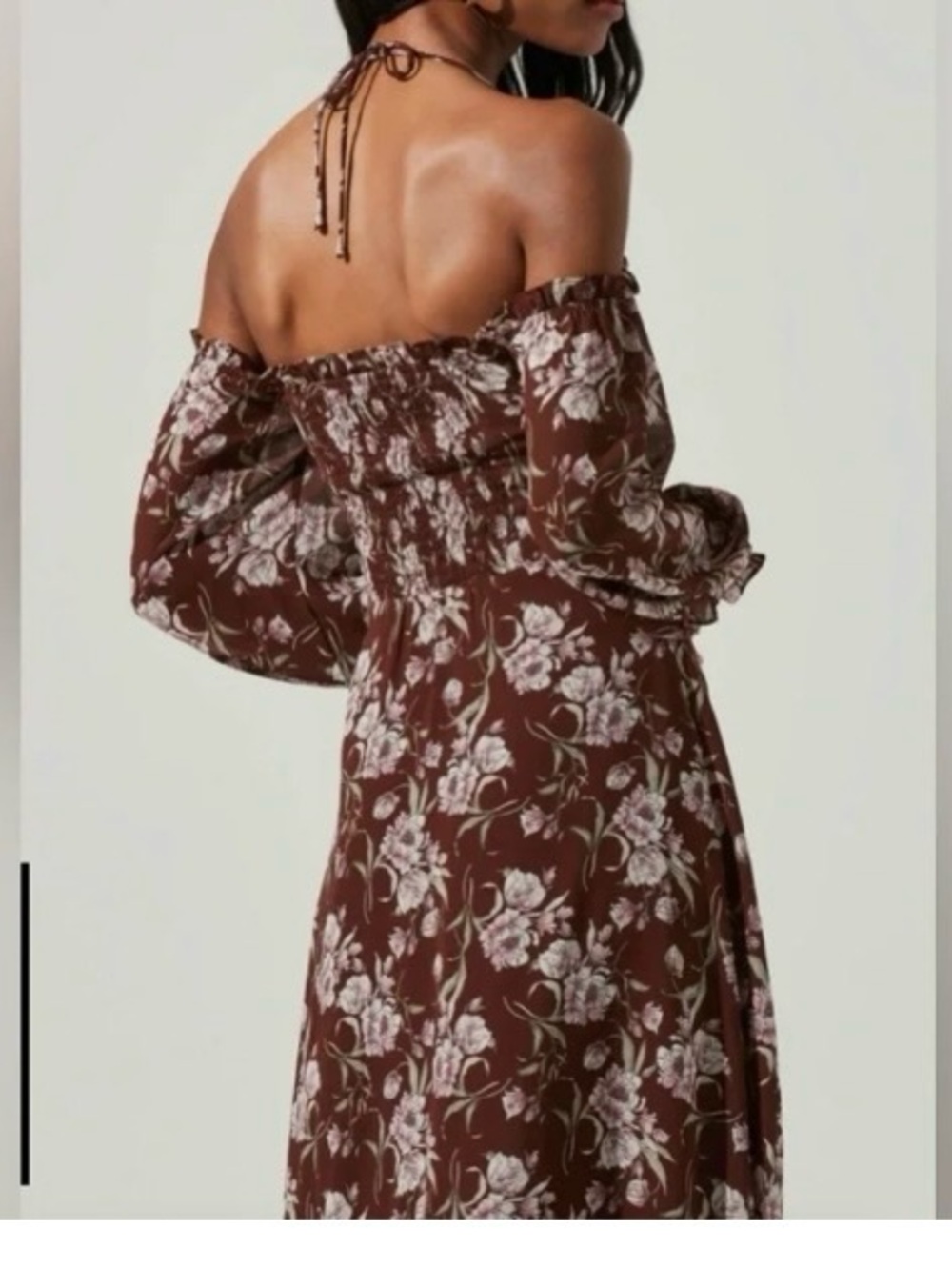 ASTR Off Shoulder Long Sleeve Cinched Bust Midi Dress - Picture 2 of 12